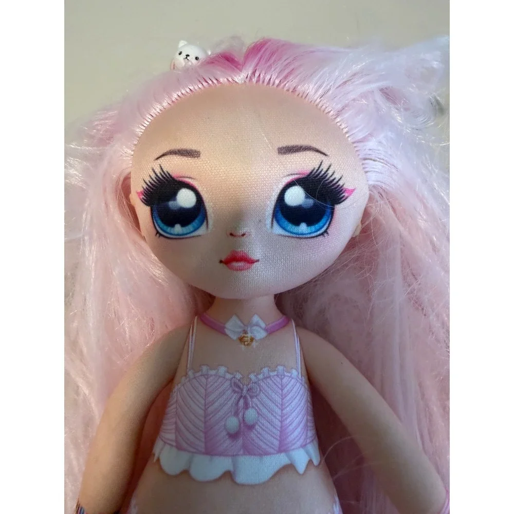 Na Na Na Surprise Soft Fashion Doll Pink Hair White Bear Clip 11 Inch MGA